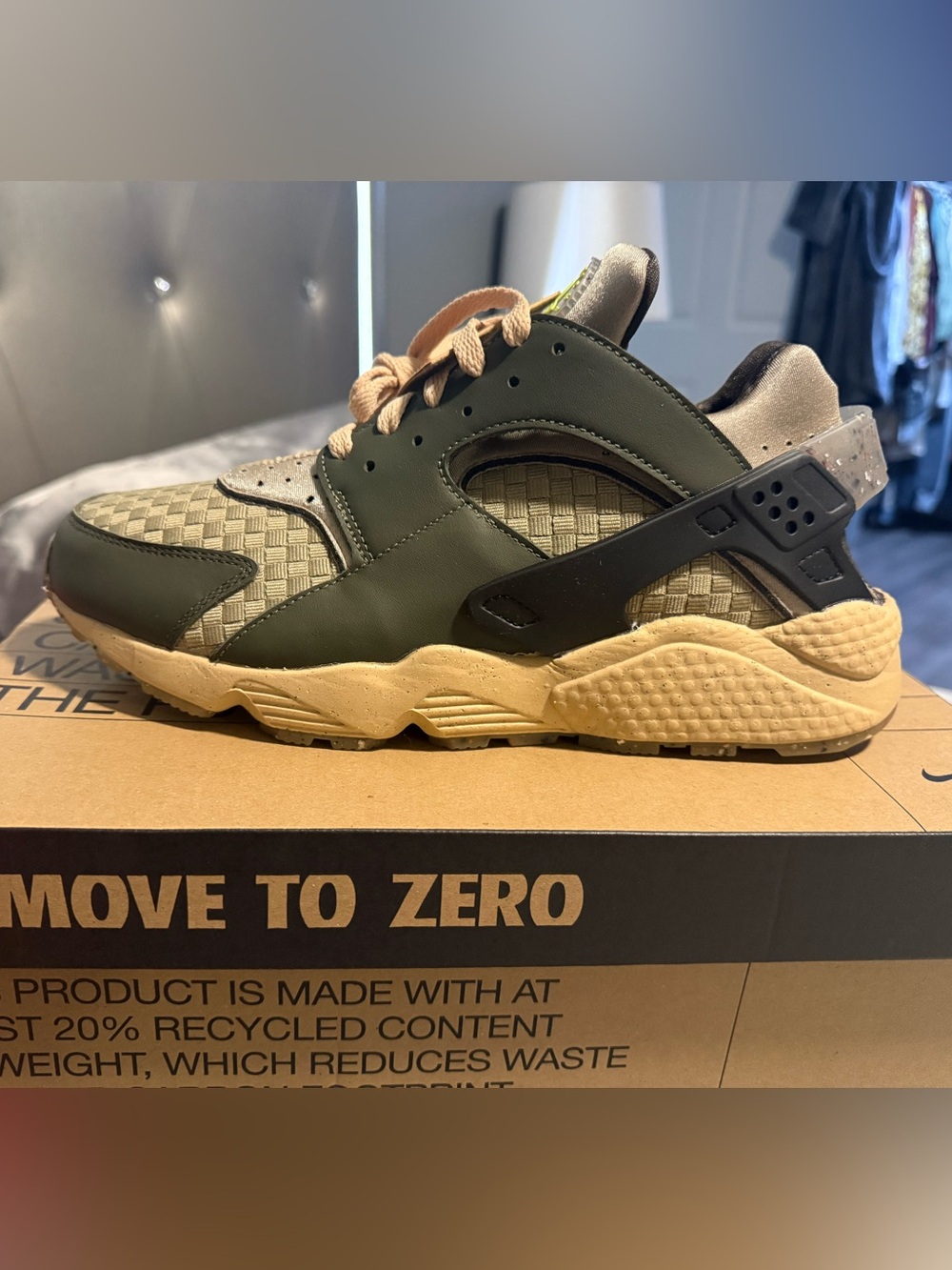 Nike Air Huarache Crater PRM Cargo Khaki Limestone Sesame Size 10.5